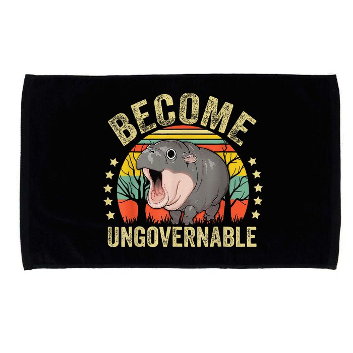 Moodeng Become Ungovernable Funny Baby Hippo Moo Deng Joke Microfiber Hand Towel