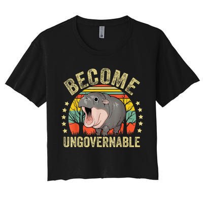 Moodeng Become Ungovernable Funny Baby Hippo Moo Deng Joke Crop Top