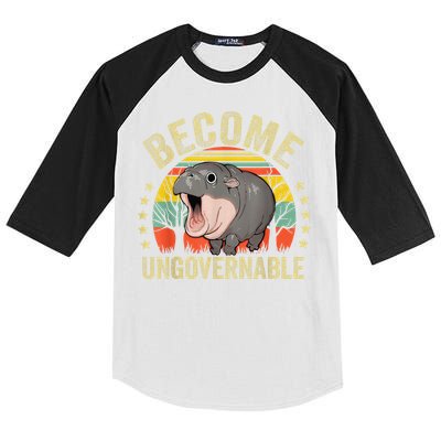 Moodeng Become Ungovernable Funny Baby Hippo Moo Deng Joke Kids Colorblock Raglan Jersey