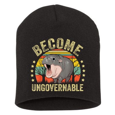 Moodeng Become Ungovernable Funny Baby Hippo Moo Deng Joke Short Acrylic Beanie