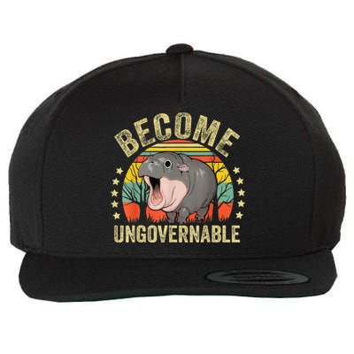 Moodeng Become Ungovernable Funny Baby Hippo Moo Deng Joke Wool Snapback Cap
