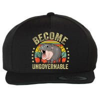 Moodeng Become Ungovernable Funny Baby Hippo Moo Deng Joke Wool Snapback Cap