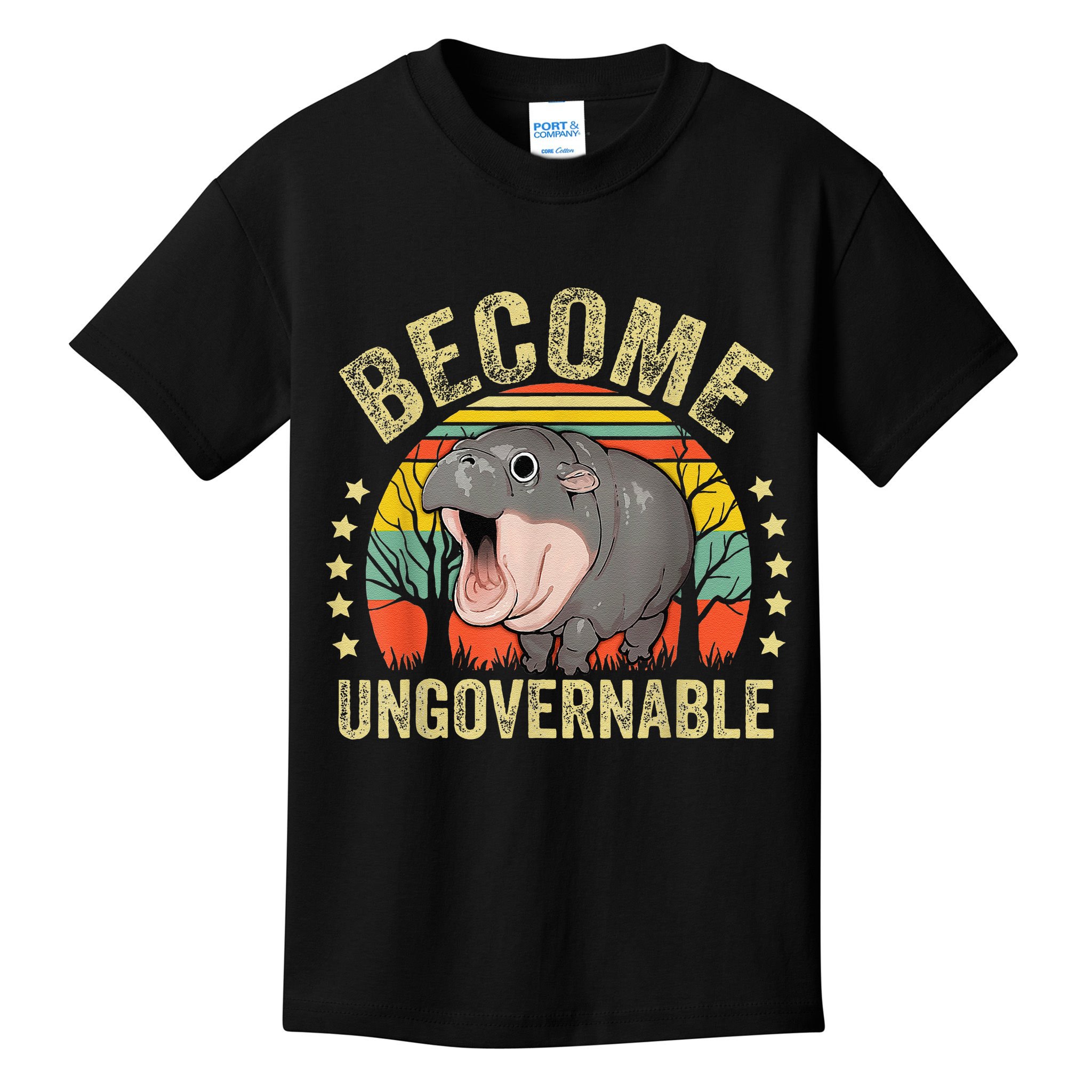 Moodeng Become Ungovernable Funny Baby Hippo Moo Deng Joke Kids T-Shirt