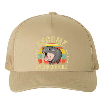 Moodeng Become Ungovernable Funny Baby Hippo Moo Deng Joke Yupoong Adult 5-Panel Trucker Hat