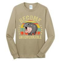 Moodeng Become Ungovernable Funny Baby Hippo Moo Deng Joke Tall Long Sleeve T-Shirt