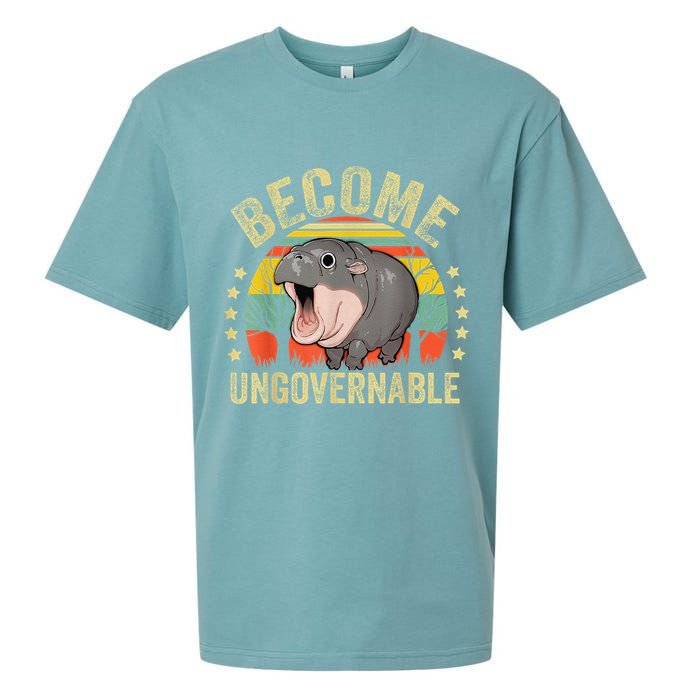 Moodeng Become Ungovernable Funny Baby Hippo Moo Deng Joke Sueded Cloud Jersey T-Shirt