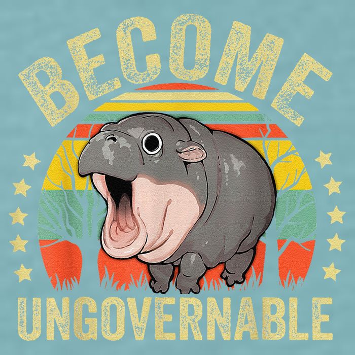 Moodeng Become Ungovernable Funny Baby Hippo Moo Deng Joke Sueded Cloud Jersey T-Shirt