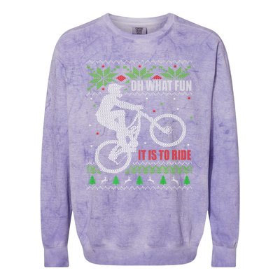 Mountain Bike Ugly Christmas Mountain Biking Gift Colorblast Crewneck Sweatshirt