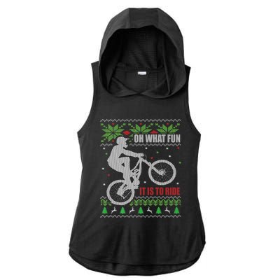 Mountain Bike Ugly Christmas Mountain Biking Gift Ladies PosiCharge Tri-Blend Wicking Draft Hoodie Tank