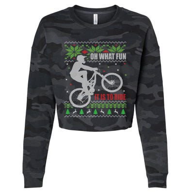 Mountain Bike Ugly Christmas Mountain Biking Gift Cropped Pullover Crew