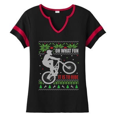 Mountain Bike Ugly Christmas Mountain Biking Gift Ladies Halftime Notch Neck Tee