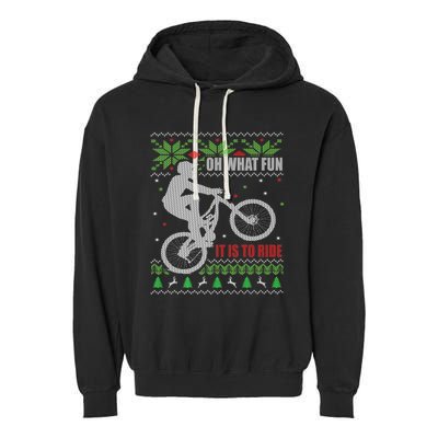 Mountain Bike Ugly Christmas Mountain Biking Gift Garment-Dyed Fleece Hoodie