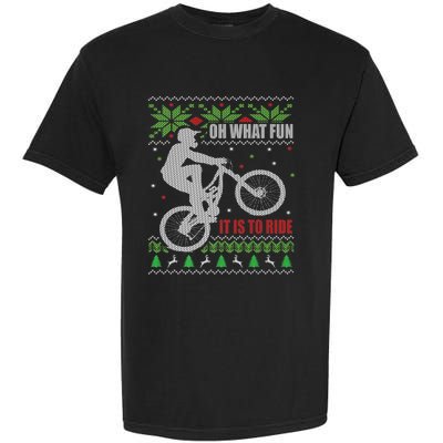 Mountain Bike Ugly Christmas Mountain Biking Gift Garment-Dyed Heavyweight T-Shirt