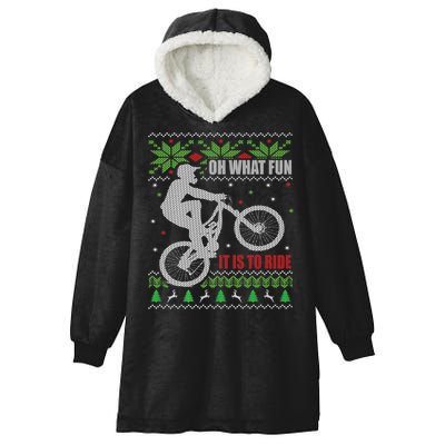 Mountain Bike Ugly Christmas Mountain Biking Gift Hooded Wearable Blanket