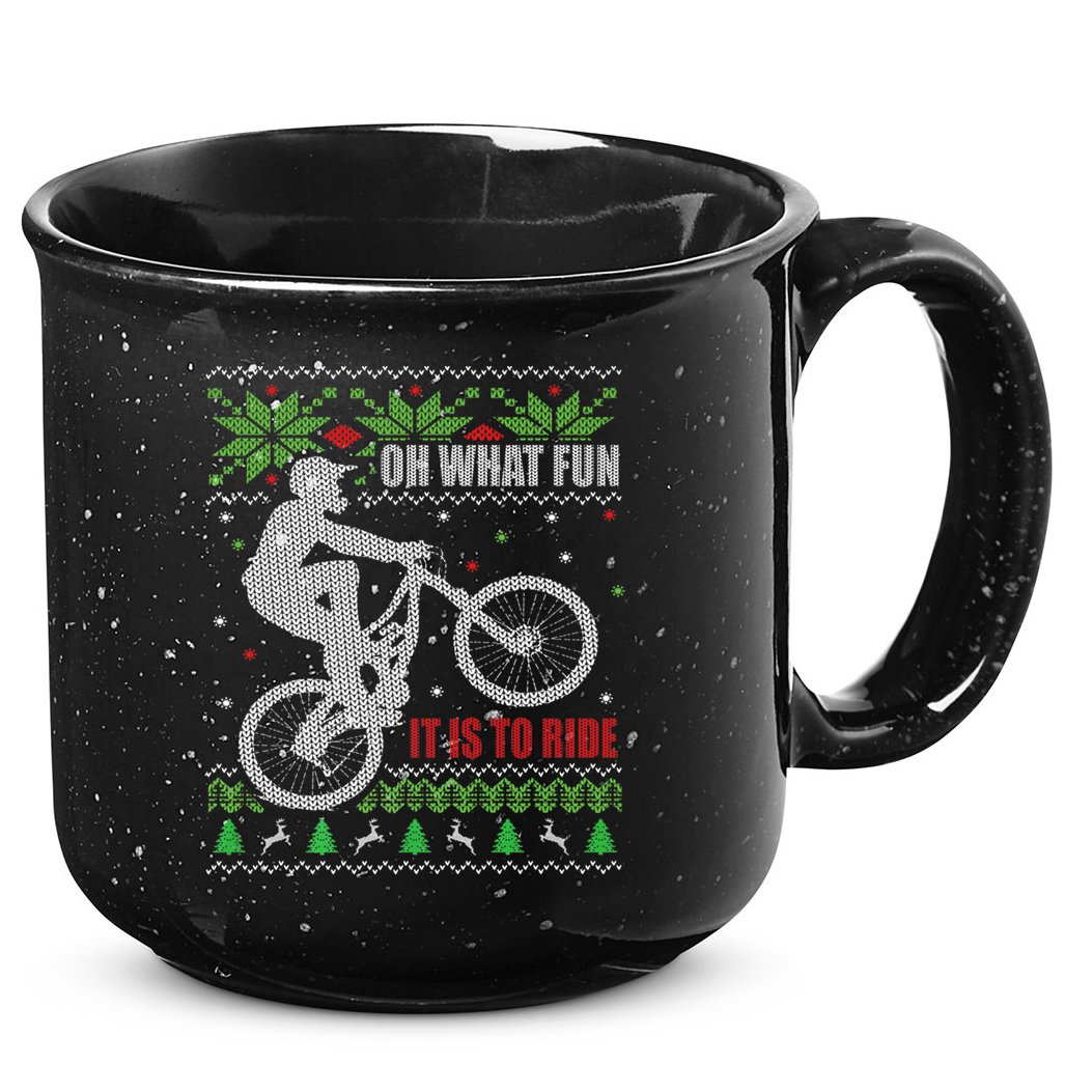 Mountain Bike Ugly Christmas Mountain Biking Gift 15oz Campfire Ceramic Mug