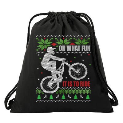 Mountain Bike Ugly Christmas Mountain Biking Gift Drawstring Bag