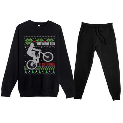 Mountain Bike Ugly Christmas Mountain Biking Gift Premium Crewneck Sweatsuit Set