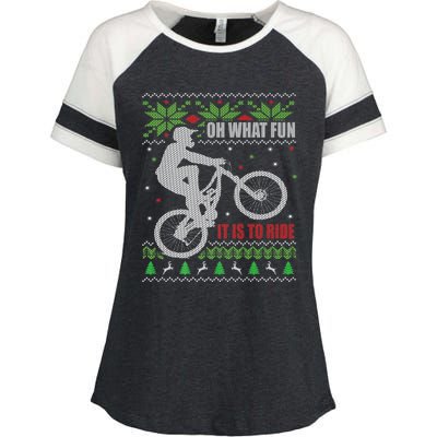 Mountain Bike Ugly Christmas Mountain Biking Gift Enza Ladies Jersey Colorblock Tee