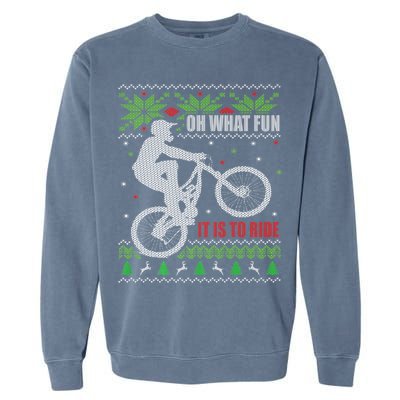 Mountain Bike Ugly Christmas Mountain Biking Gift Garment-Dyed Sweatshirt