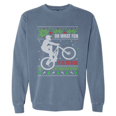 Mountain Bike Ugly Christmas Mountain Biking Gift Garment-Dyed Sweatshirt