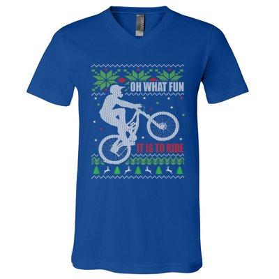 Mountain Bike Ugly Christmas Mountain Biking Gift V-Neck T-Shirt