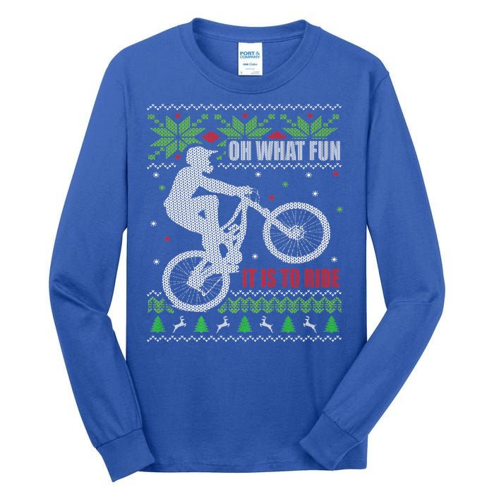 Mountain Bike Ugly Christmas Mountain Biking Gift Tall Long Sleeve T-Shirt