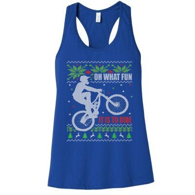 Mountain Bike Ugly Christmas Mountain Biking Gift Women's Racerback Tank