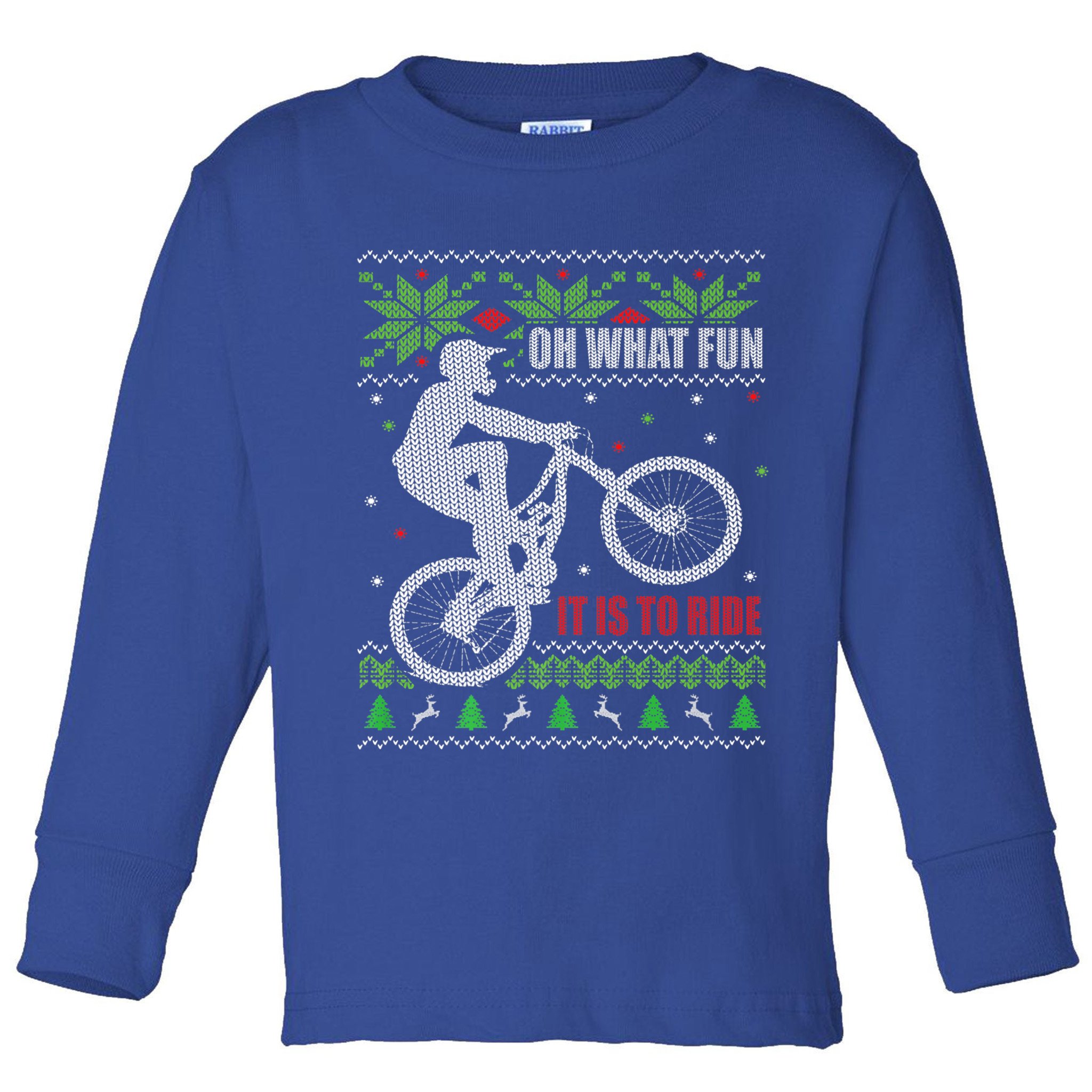 Mountain Bike Ugly Christmas Mountain Biking Gift Toddler Long Sleeve Shirt