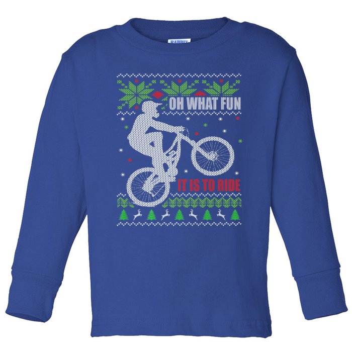 Mountain Bike Ugly Christmas Mountain Biking Gift Toddler Long Sleeve Shirt