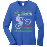 Mountain Bike Ugly Christmas Mountain Biking Gift Ladies Long Sleeve Shirt