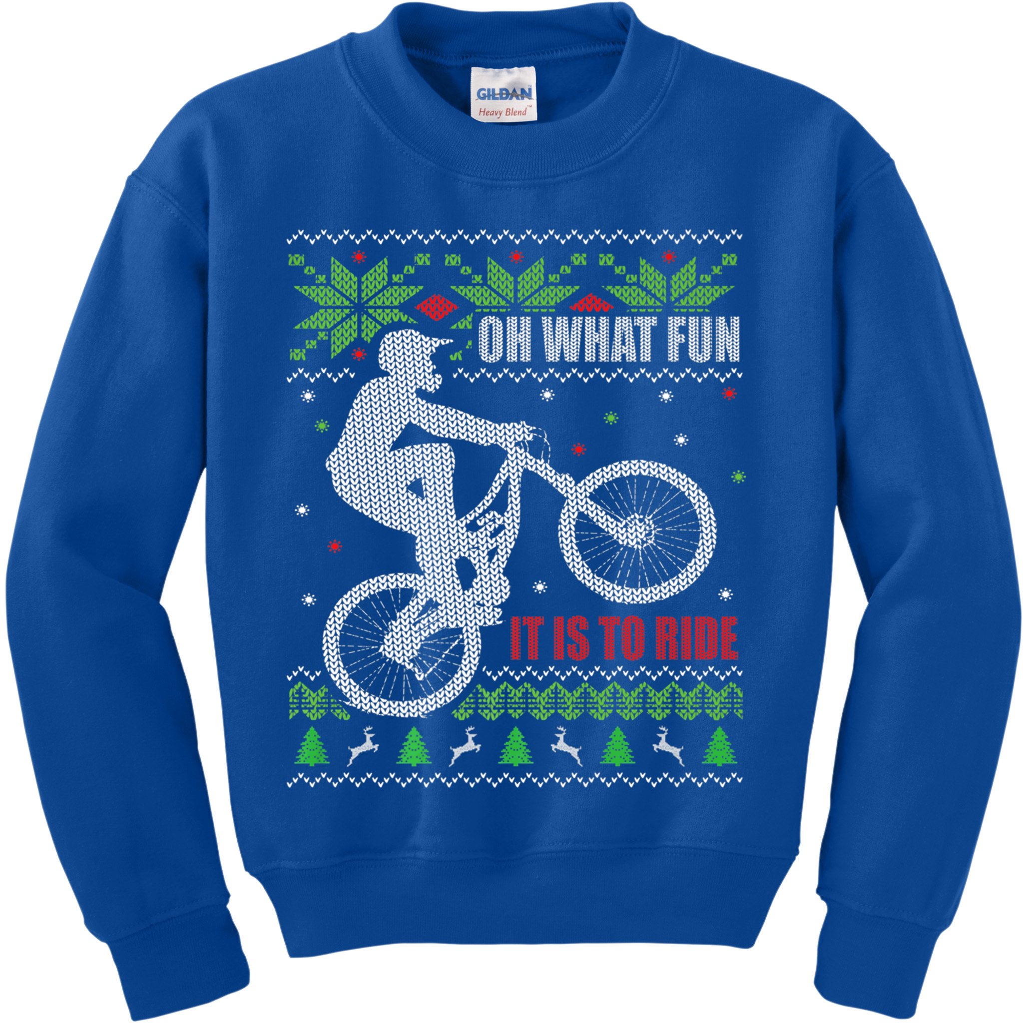 Mountain Bike Ugly Christmas Mountain Biking Gift Kids Sweatshirt