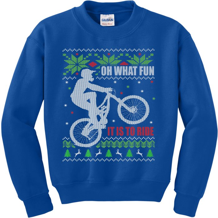 Mountain Bike Ugly Christmas Mountain Biking Gift Kids Sweatshirt