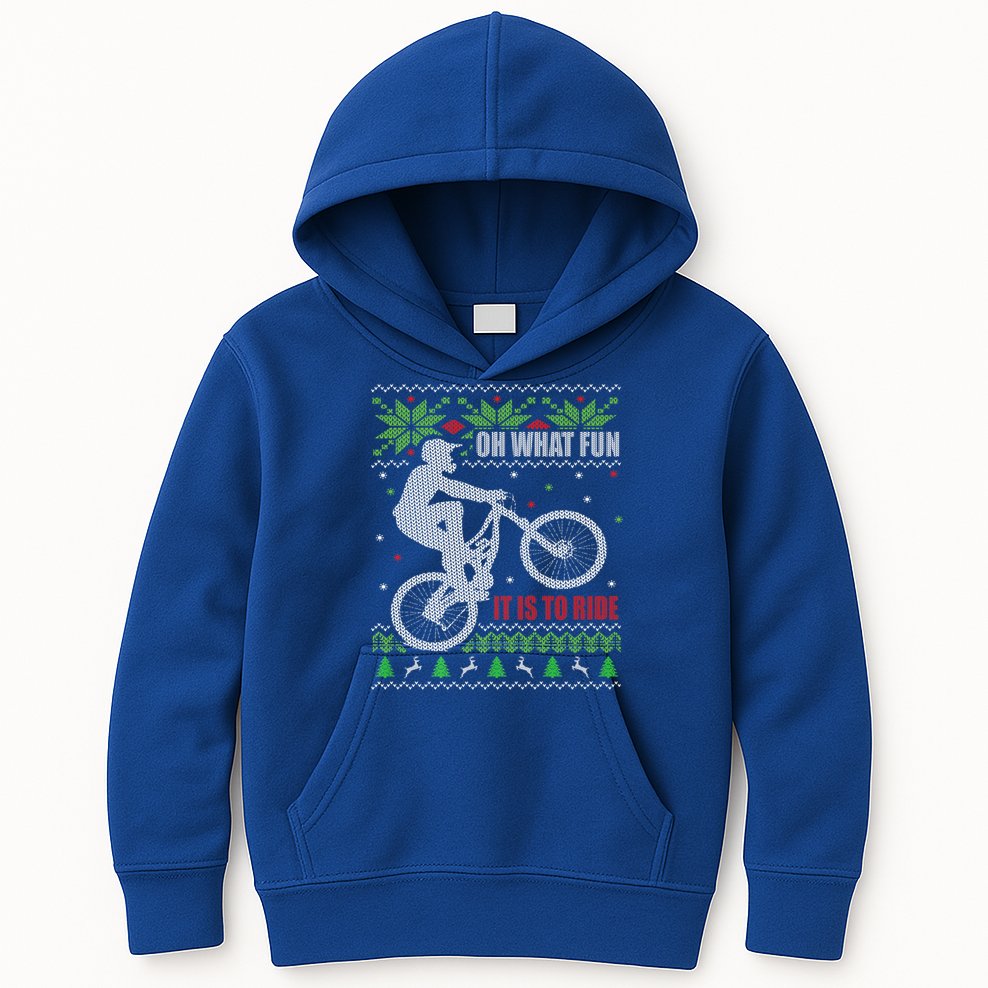Mountain Bike Ugly Christmas Mountain Biking Gift Kids Hoodie