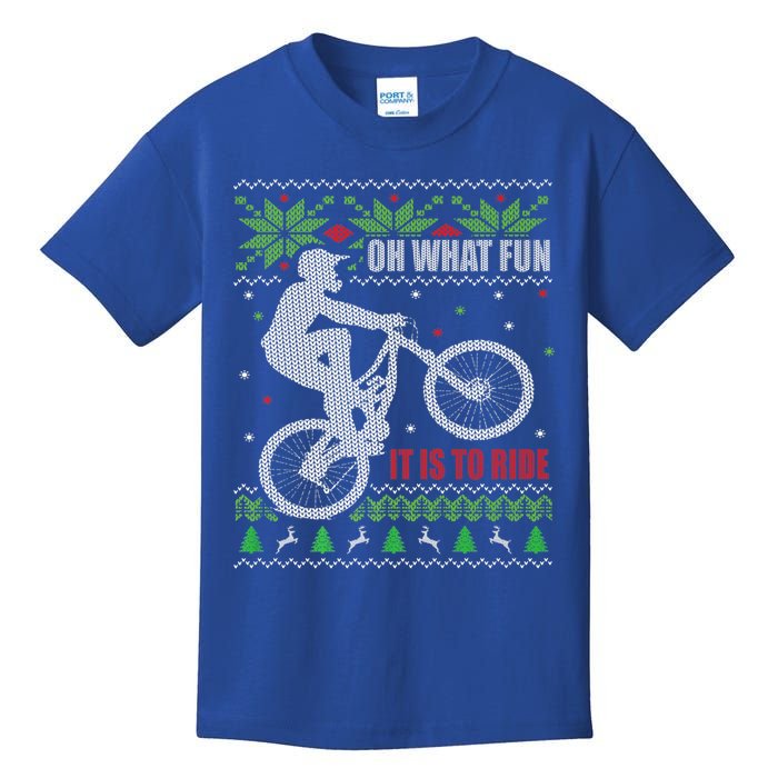 Mountain Bike Ugly Christmas Mountain Biking Gift Kids T-Shirt