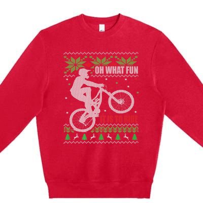 Mountain Bike Ugly Christmas Mountain Biking Gift Premium Crewneck Sweatshirt