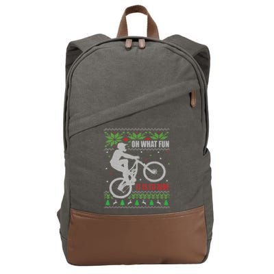 Mountain Bike Ugly Christmas Mountain Biking Gift Cotton Canvas Backpack