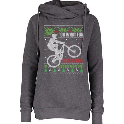 Mountain Bike Ugly Christmas Mountain Biking Gift Womens Funnel Neck Pullover Hood