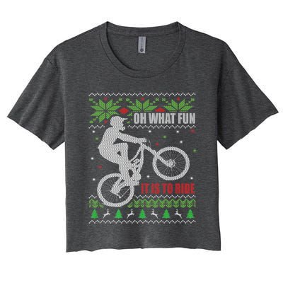 Mountain Bike Ugly Christmas Mountain Biking Gift Women's Crop Top Tee