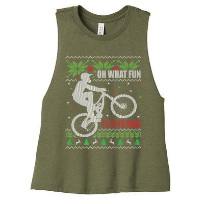 Mountain Bike Ugly Christmas Mountain Biking Gift Women's Racerback Cropped Tank