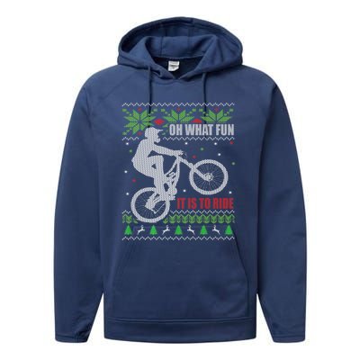 Mountain Bike Ugly Christmas Mountain Biking Gift Performance Fleece Hoodie