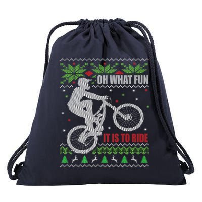 Mountain Bike Ugly Christmas Mountain Biking Gift Drawstring Bag