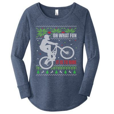 Mountain Bike Ugly Christmas Mountain Biking Gift Women's Perfect Tri Tunic Long Sleeve Shirt