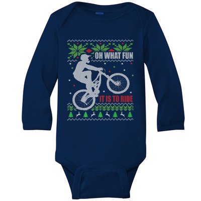 Mountain Bike Ugly Christmas Mountain Biking Gift Baby Long Sleeve Bodysuit