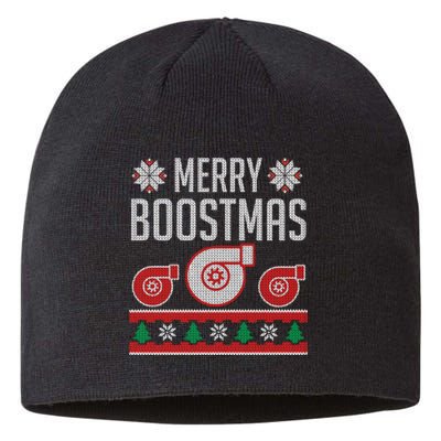 Merry Boostmas Ugly Xmas Funny Turbo Boost Christmas Hoodie Sustainable Beanie