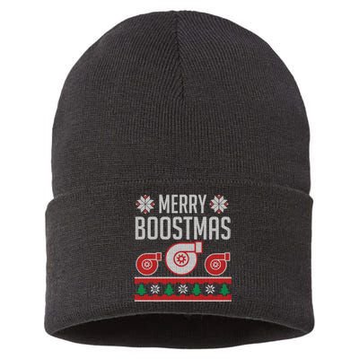 Merry Boostmas Ugly Xmas Funny Turbo Boost Christmas Hoodie Sustainable Knit Beanie