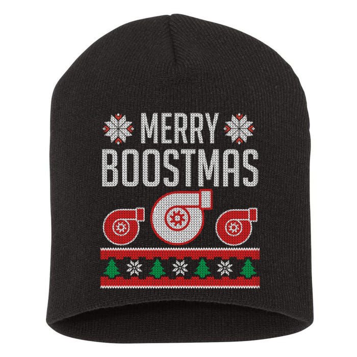 Merry Boostmas Ugly Xmas Funny Turbo Boost Christmas Hoodie Short Acrylic Beanie