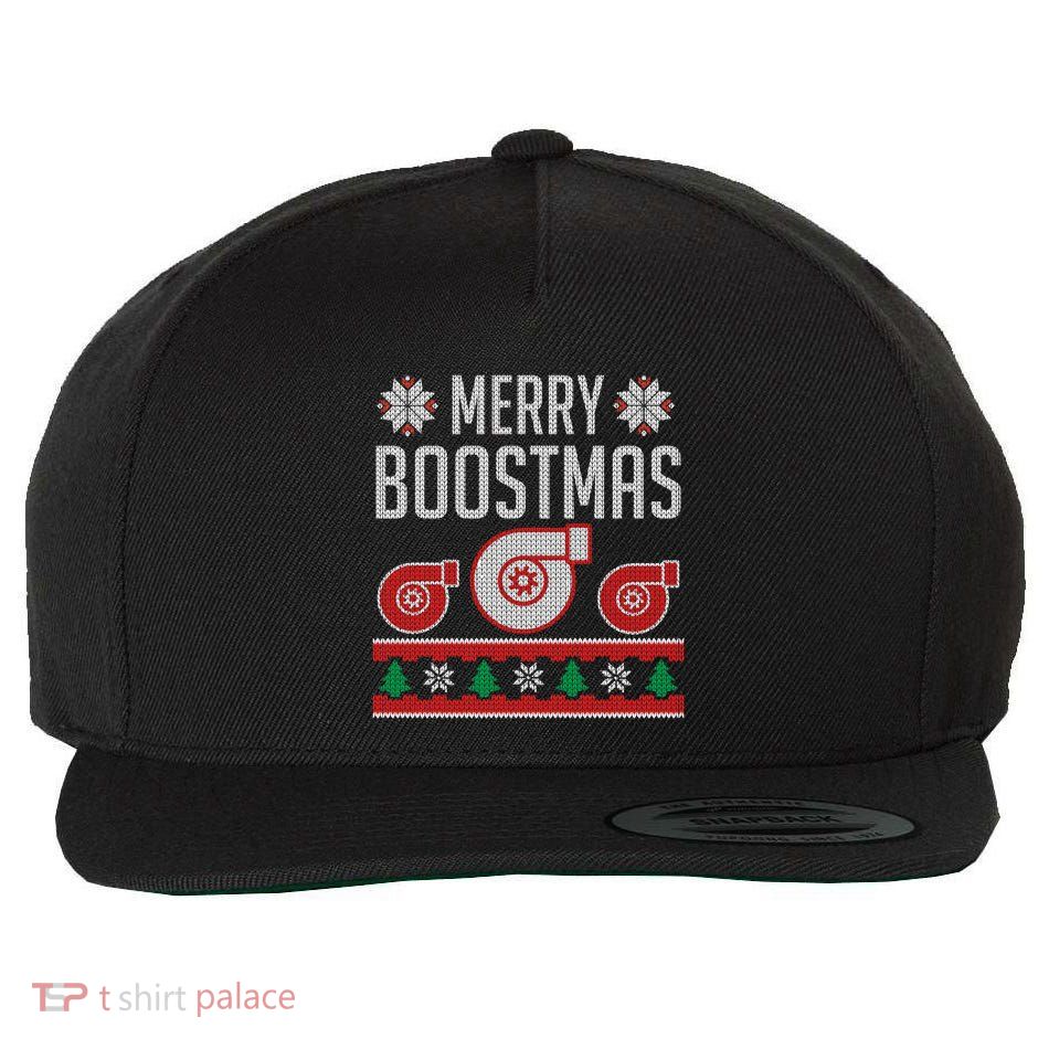 Merry Boostmas Ugly Xmas Funny Turbo Boost Christmas Hoodie Wool Snapback Cap
