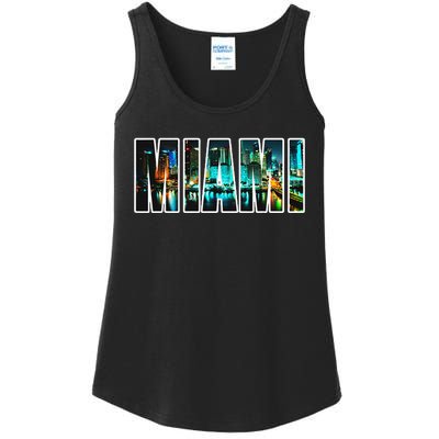 Miami Beach Urban Skyline City By Night Florida Usa Us Ladies Essential Tank