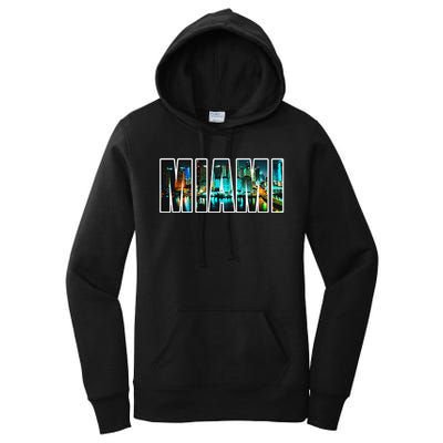 Miami Beach Urban Skyline City By Night Florida Usa Us Women's Pullover Hoodie