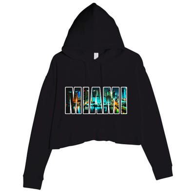 Miami Beach Urban Skyline City By Night Florida Usa Us Crop Fleece Hoodie